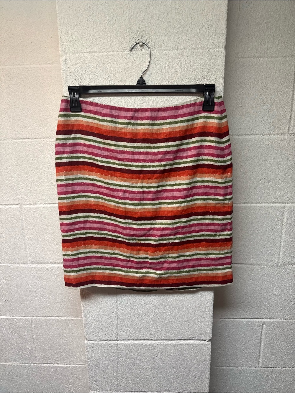 Talbots Striped Pencil Skirt in Orange, Pink, Green, Cream & Brown